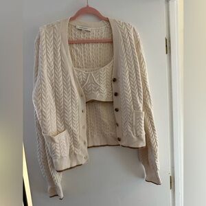 Favorite Daughter Cream Cable Knit Cardigan Set
